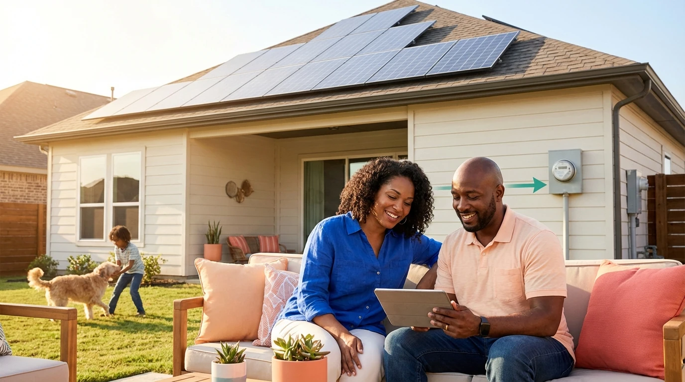 Solar panels exporting power to the grid